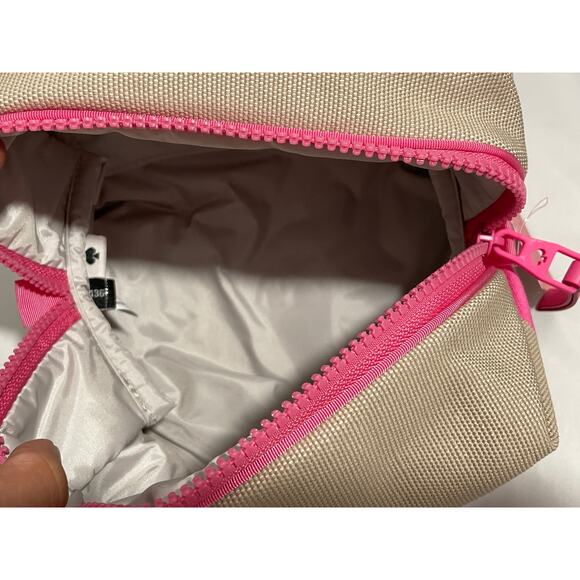 Kate Spade Stripe Logo Canvas Large Cosmetic Case Travel Makeup Bag - Picture 5 of 8